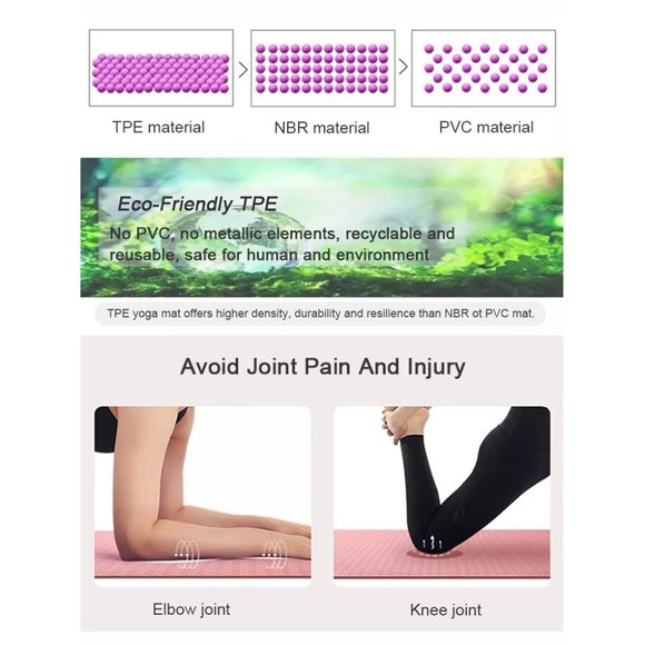 Premium TPE Yoga Mat 72" x 24" 6mm Thick Non Slip Durable Eco Friendly mat - Picture 6 of 8